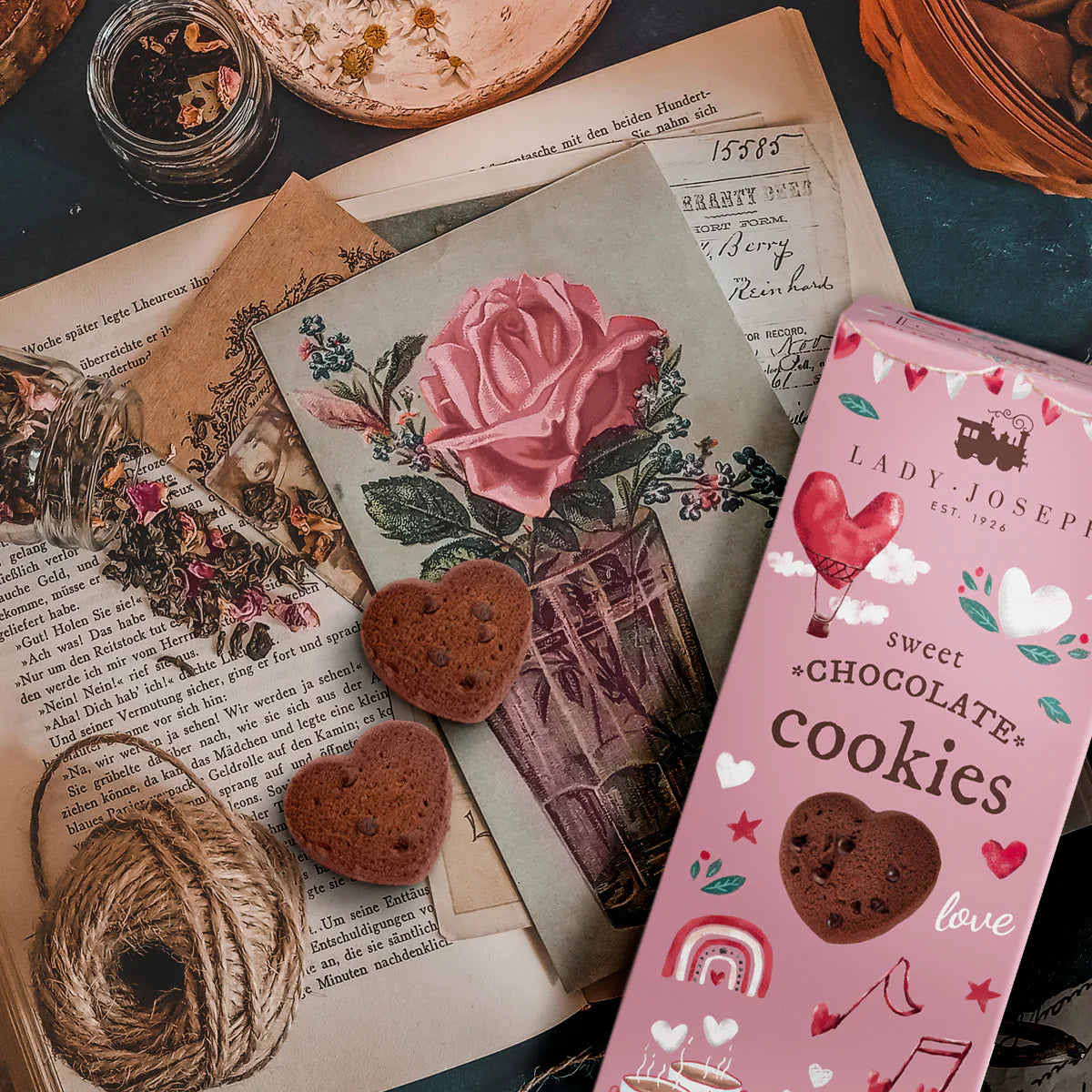 Deliziosi biscotti al cioccolato a forma di cuore 100 g