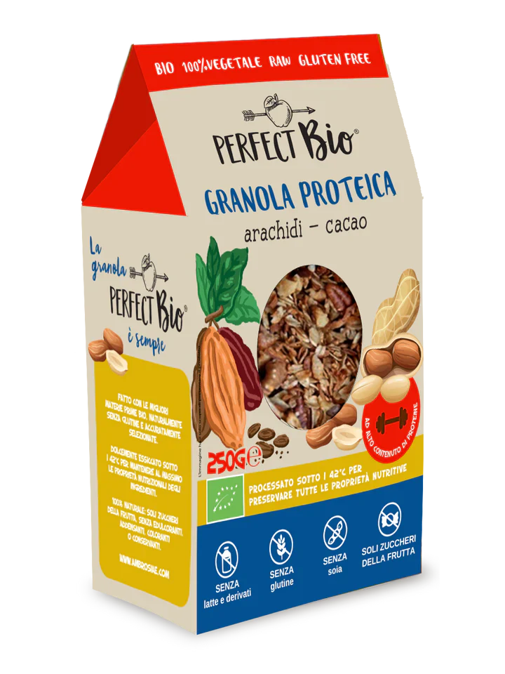 Granola proteica biologica arachidi e cacao PerfectBio