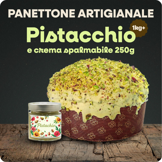 Panettone artigianale siciliano Frasteda da 1 Kg. ’Pistacchio’ + vasetto da 250 gr.