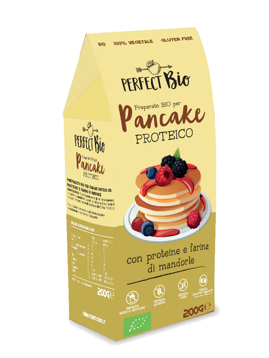 PREPARATO PANCAKE PROTEICO CON FARINA E PROTEINE DI MANDORLE
