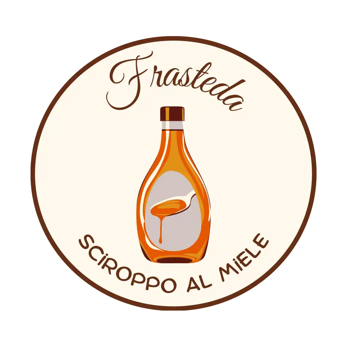 Una bottiglia di sciroppo di miele dorato.
