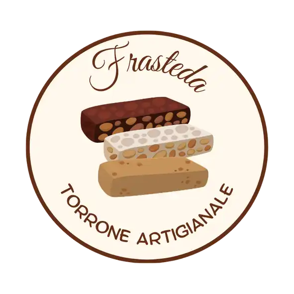 Logo circolare con tre barrette di torrone impilate e testo.