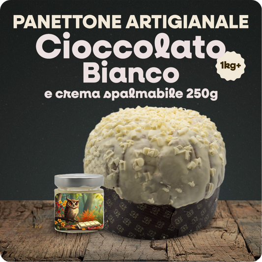 Panettone artigianale siciliano Frasteda da 1 Kg. ’Ciocccolato bianco’ + vasetto da 250 gr.