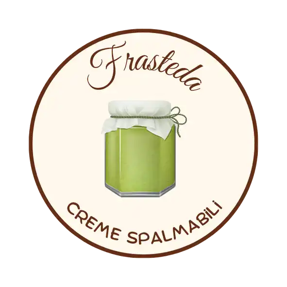 Un barattolo di crema verde spalmabile, sigillato con una copertura di stoffa bianca e legato con una stringa.